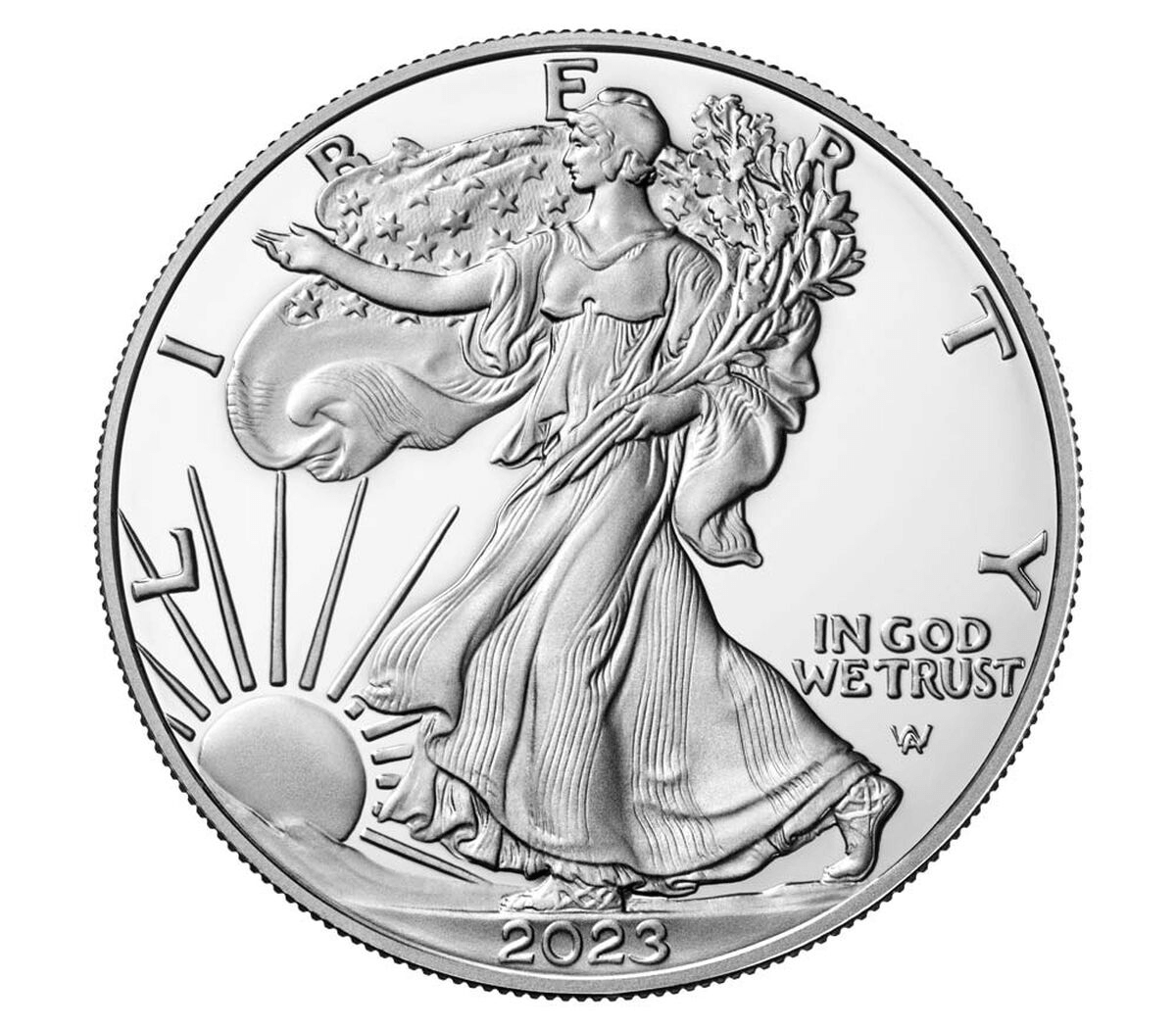 2023 American Eagle Silver Bullion 1 oz coin by BluVexCoin, depicting the iconic eagle design in brilliant uncirculated condition